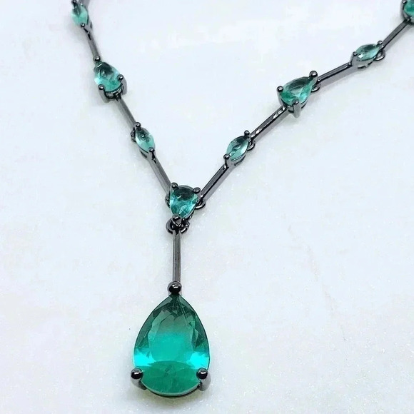 GLASS Stone Necklace | White Gold Plated | Dainty Necklace | Trendy |… - Picture 2 of 6